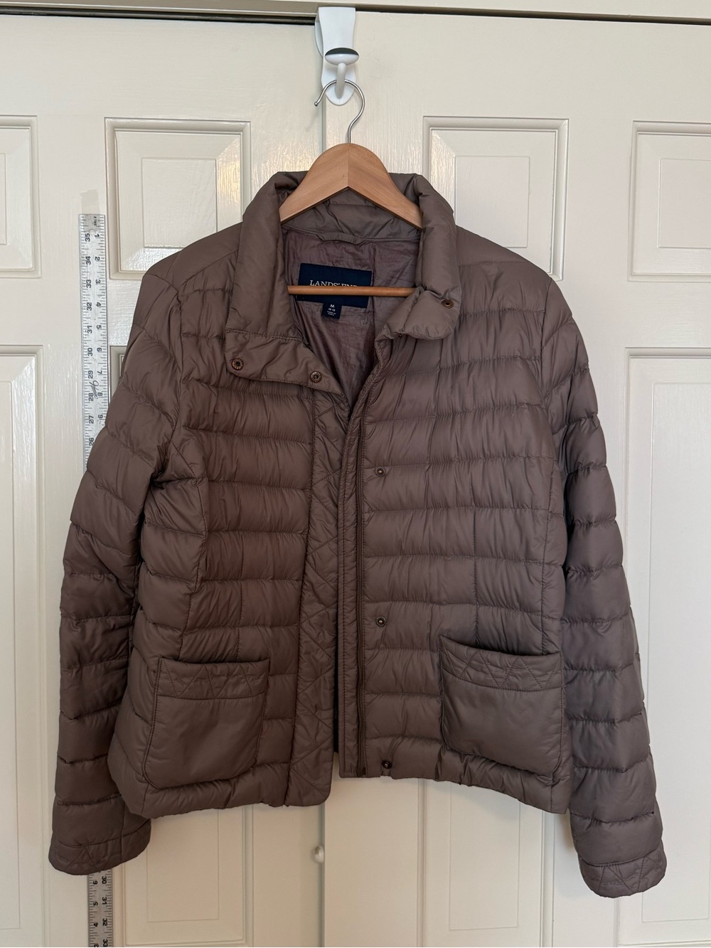 Lands' End Women's Down-filled Puffer Jacket in Taupe